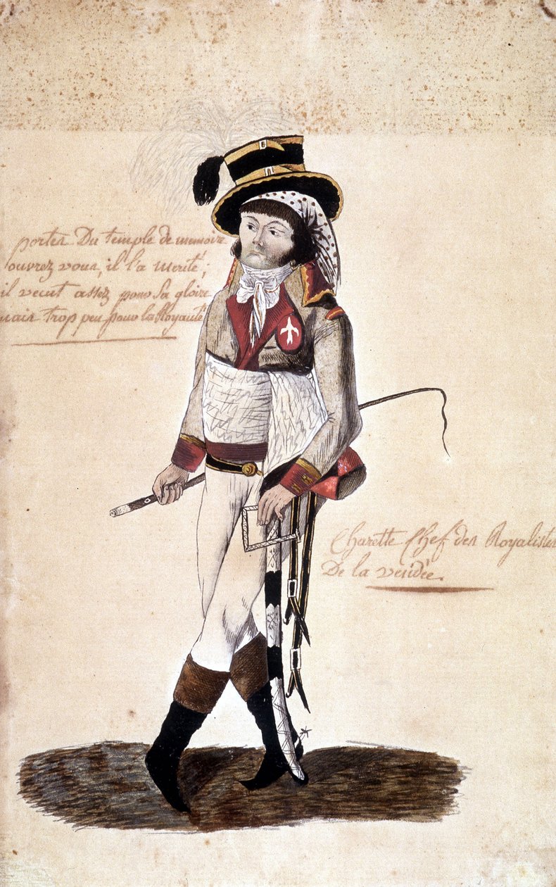 Täyspitkä muotokuva Francois Athanase (Francois-Athanase) de Charette de la Contriesta (1763-1796), Vendée - Dobrée -museon rojalistijohtaja, Nantes tekijältä French School