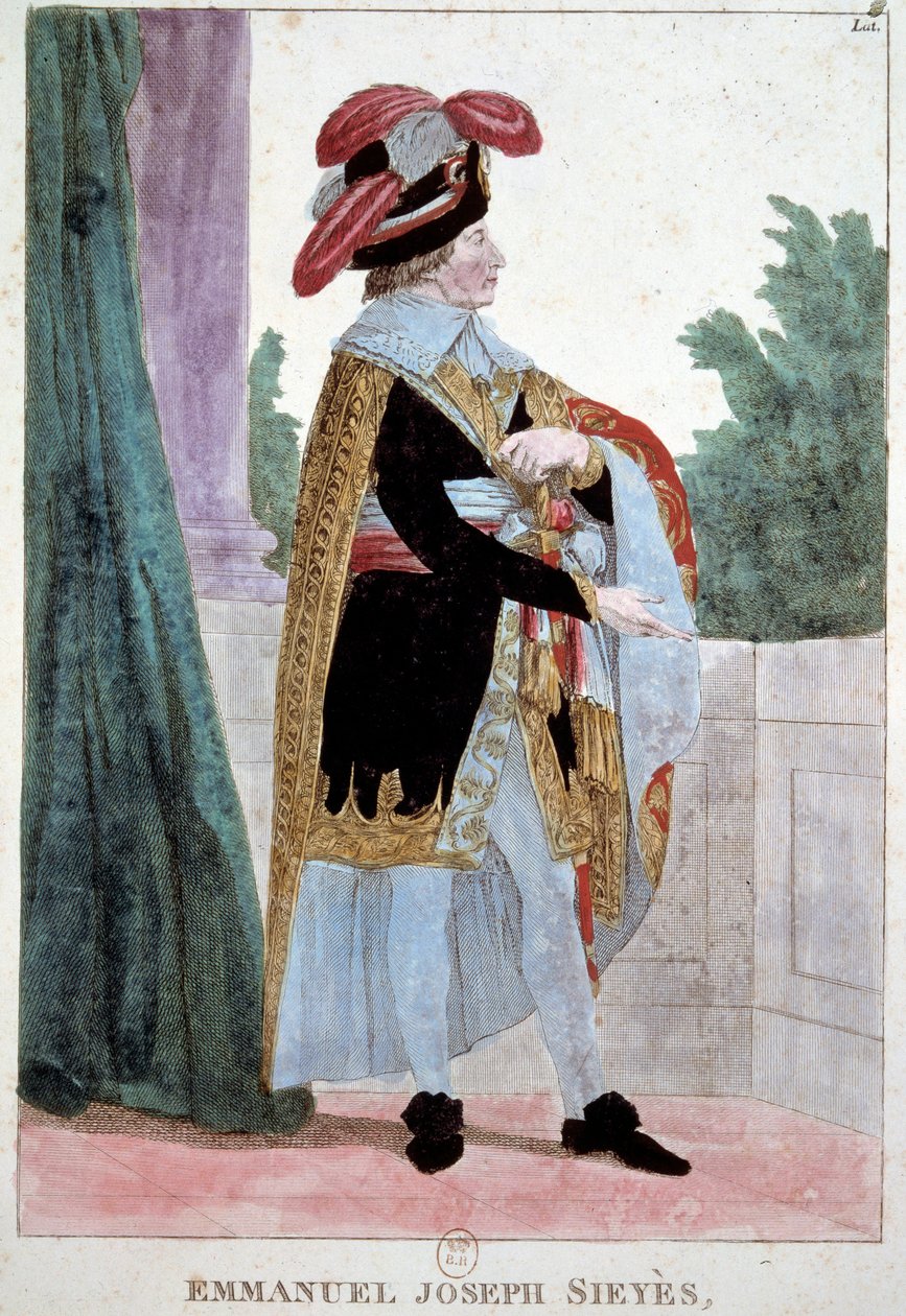 Abbe Emmanuel Sieyesin (1748 - 1836) muotokuva johtokunnan jäsenestä. Kaiverrus 1800-luvulta. Pariisi, Musee Carnavalet. tekijältä French School