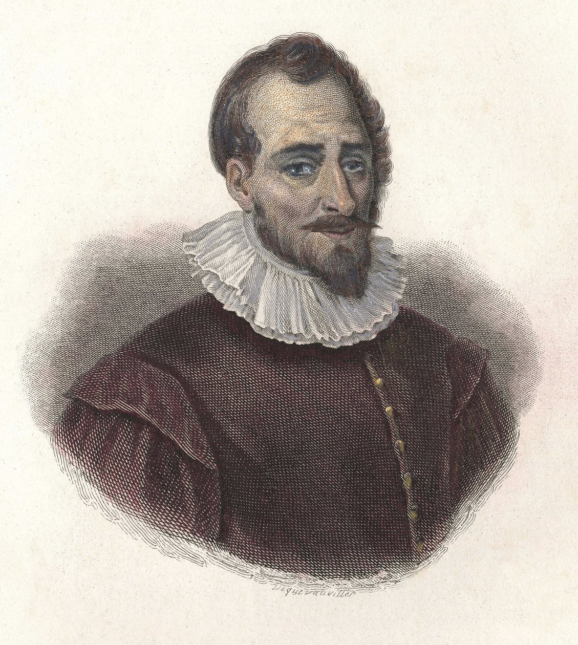 Adam de Craponnen (1527-1576), ranskalaisen matemaatikon ja insinöörin muotokuva. "" Hyödyllisten miesten muotokuvia"" tekijältä French School