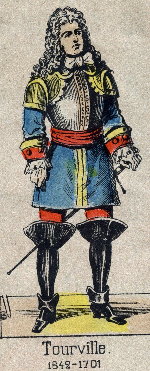Costentinin (Cotentin) amiraali Anne Hilarionin muotokuva, Tourvillen kreivi (1642-1701). Kuva Epinalista 1800-luvun lopulta. tekijältä French School