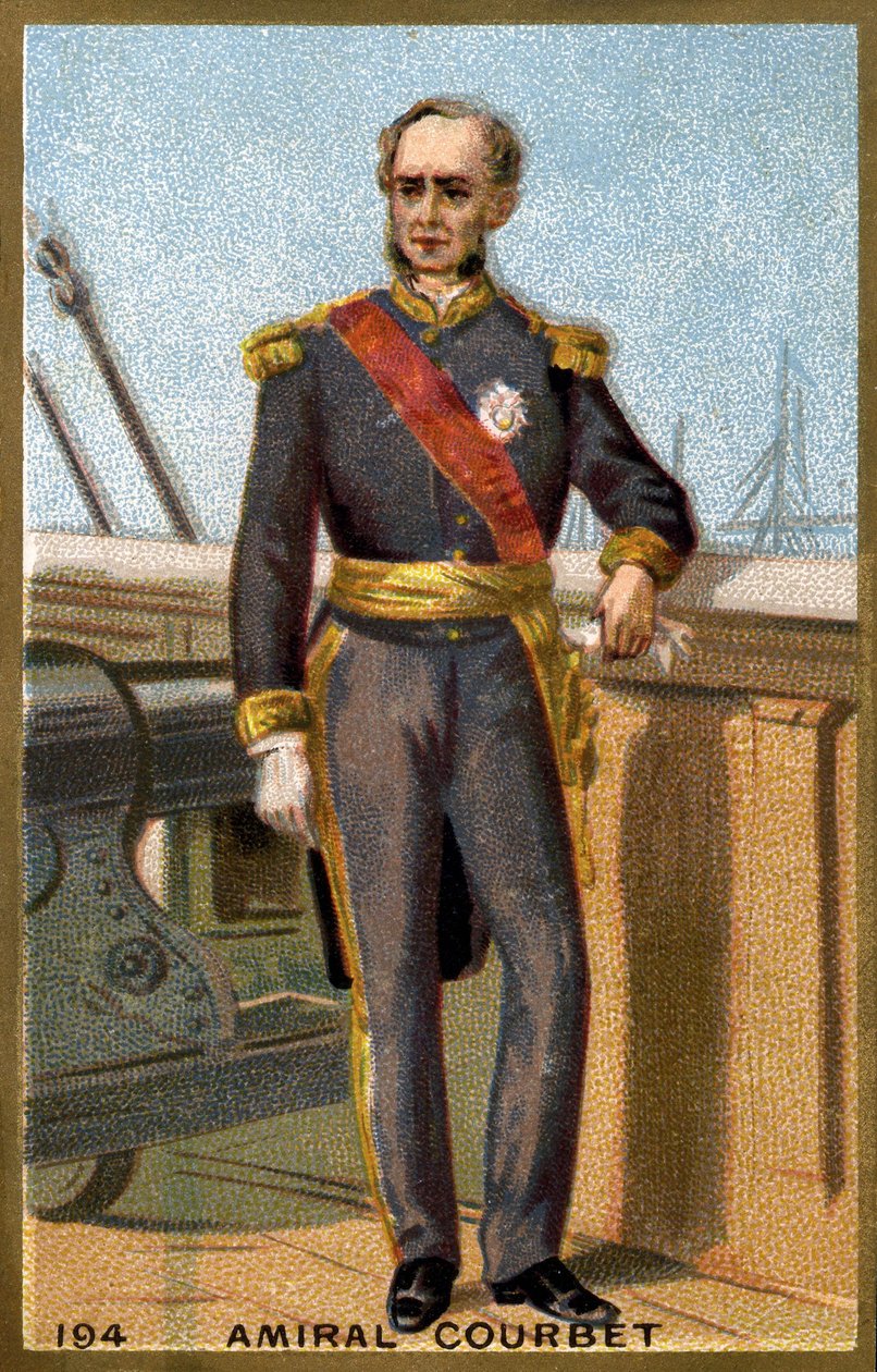 Amiraali Courbetin (1827-1885) muotokuva. 1800-luvun lopun kromolitografia. tekijältä French School