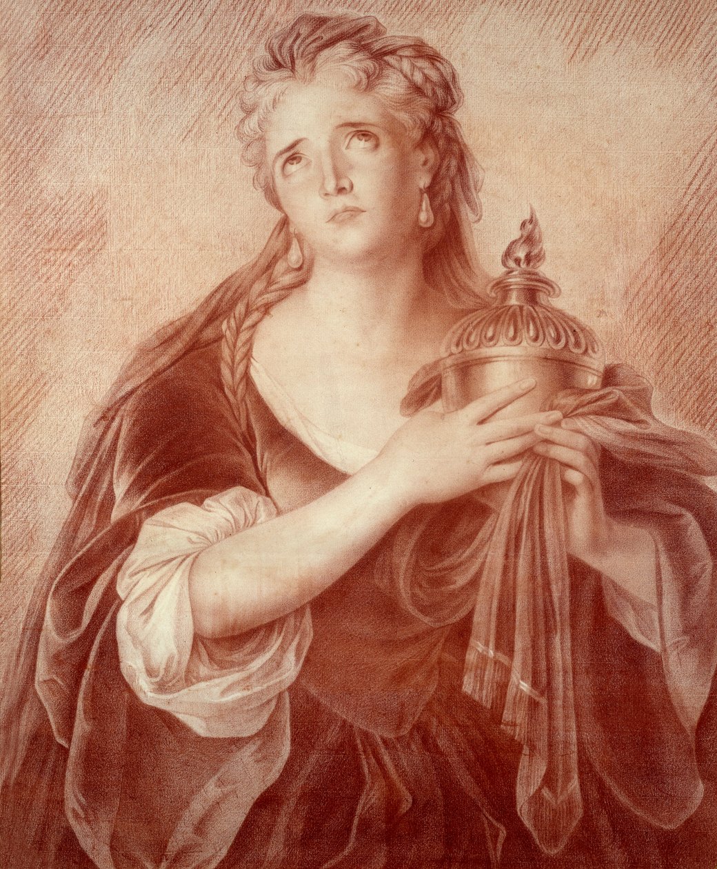 Adrienne Lecouvreurin (1692-1730), ranskalaisen dramaattisen taiteilijan muotokuva. Piirustus Philippe De Saint Albin tekijältä French School