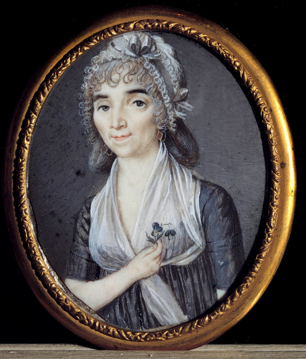 Muotokuva Albertine Maratista, Jean-Paul Maratin sisaresta (1743-1793). Anonyymi ranskalainen miniatyyri tekijältä French School