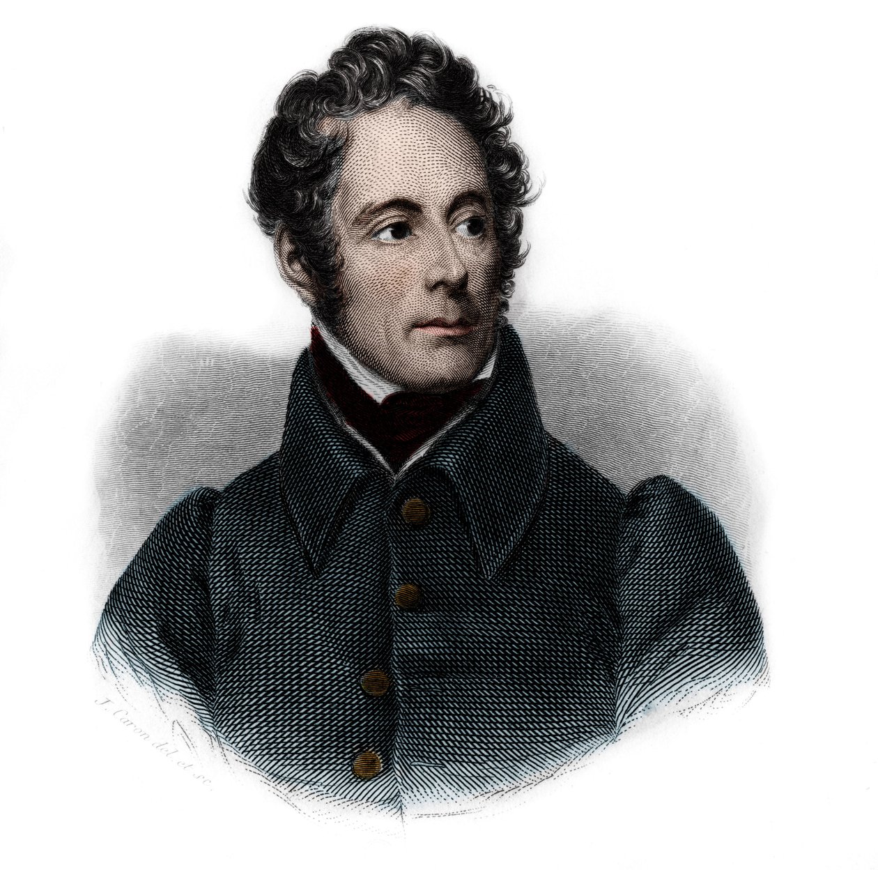 Muotokuva Alphonse de Lamartinen (1791-1869), ranskalainen kirjailija, runoilija ja poliitikko. Louis de Cormenin Timonin "" Book of Speakers -kirjassa". 1842. Yksityinen kokoelma. tekijältä French School