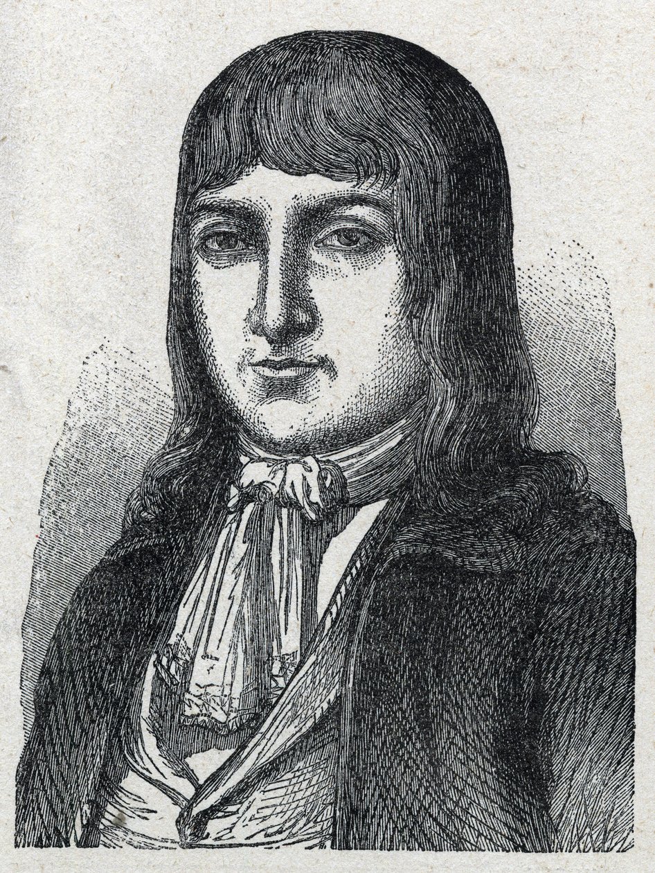 Muotokuva amatööri Jerome Le Bras des Forgesista, Boishardyn ritari (Bois hardy tai Bois-Hardy), Ranskan vallankumouksen keittiömestari chouan (1762-1795) Kaiverrus vuodelta 1889. Yksityinen kokoelma. tekijältä French School