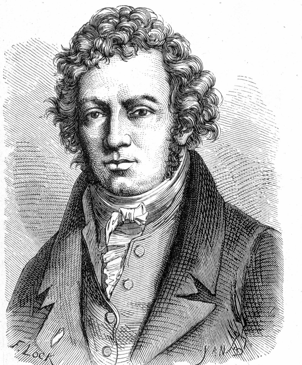 André Marie Ampèren (1775 - 1836), ranskalaisen fyysikon muotokuva - Album de la Science -julkaisussa; maineikkaat tiedemiehet; Suuria löytöjä””” 1896. tekijältä French School