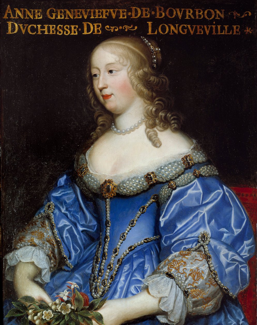 Longuevillen herttuattaren (1619-1679) Anne Genevieve de Bourbon Conden (Anne-Genevieve de Bourbon-Conde) muotokuva Ranskalaisen koulukunnan maalaus tekijältä French School