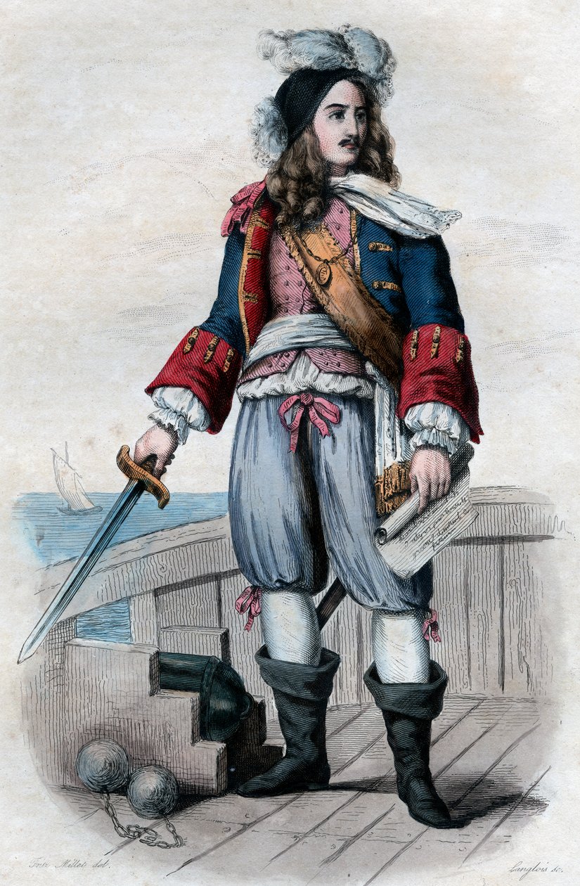 Ranskan laivaston komentajan Anne Hilarion de Costentinin (Cotentin), kreivi de Tourvillen (1642-1701) muotokuva. tekijältä French School