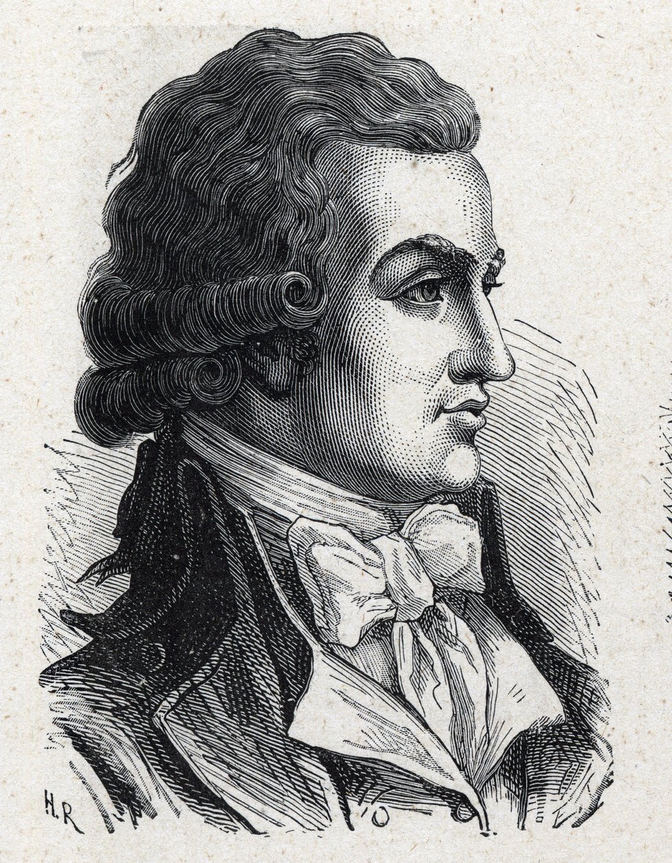 Antoine Pierre Joseph Marie Barnaven (1761-1793) muotokuva ranskalaisesta poliitikosta. Kaiverrus vuodelta 1889. Yksityinen kokoelma. tekijältä French School