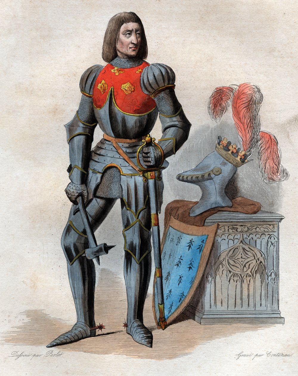Muotokuva Arthur III:sta Bretagnen herttua (1393-1458), Parthenayn lordi, Richmondin kreivi (jaarli), Bretagnen herttua, Montfortin kreivi ja ranskalainen konstaapeli. tekijältä French School