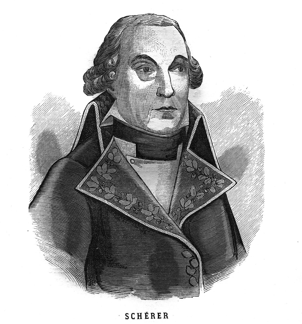 Sotaministerin Barthelemy Louis Joseph Schererin (1747-1804) muotokuva. Kaiverrus "Les Illustrations De L