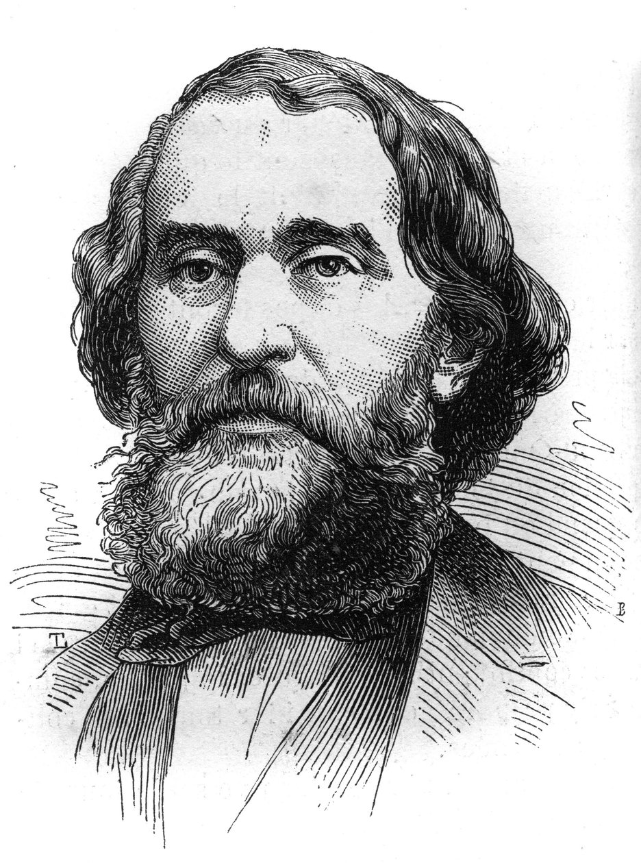 Argentiinan presidentin Bartolome Mitre (1821-1906) muotokuva. Kaiverrus "" Le Monde Illustré" -julkaisussa nro 1230, 24. lokakuuta tekijältä French School