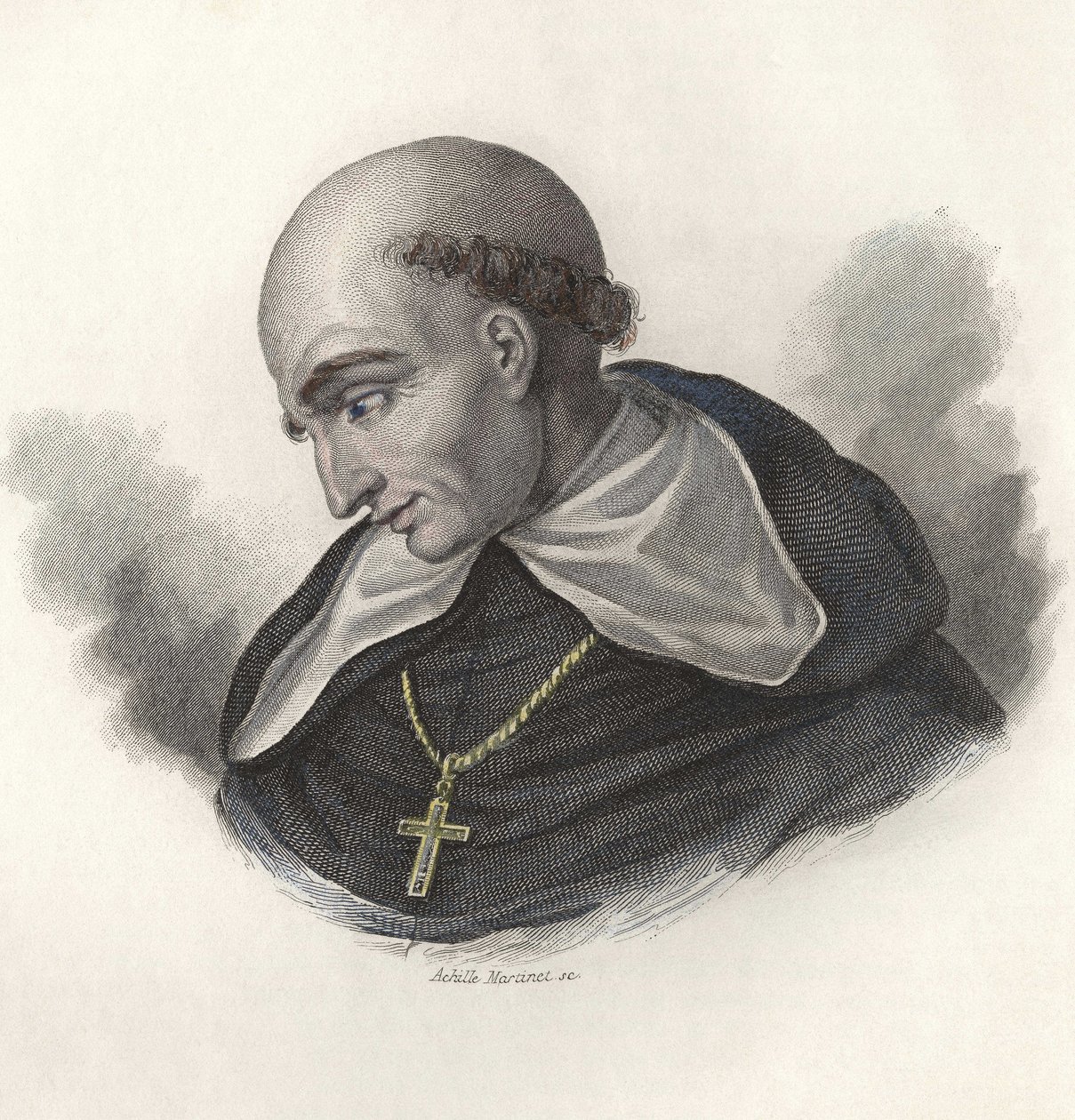 Bartolome de Las Casasin (1472-1566), espanjalaisen dominikaaniveljeksen ja Chiapasin eveekin muotokuva. teoksessa "Hyödyllisten miesten muotokuvia". tekijältä French School
