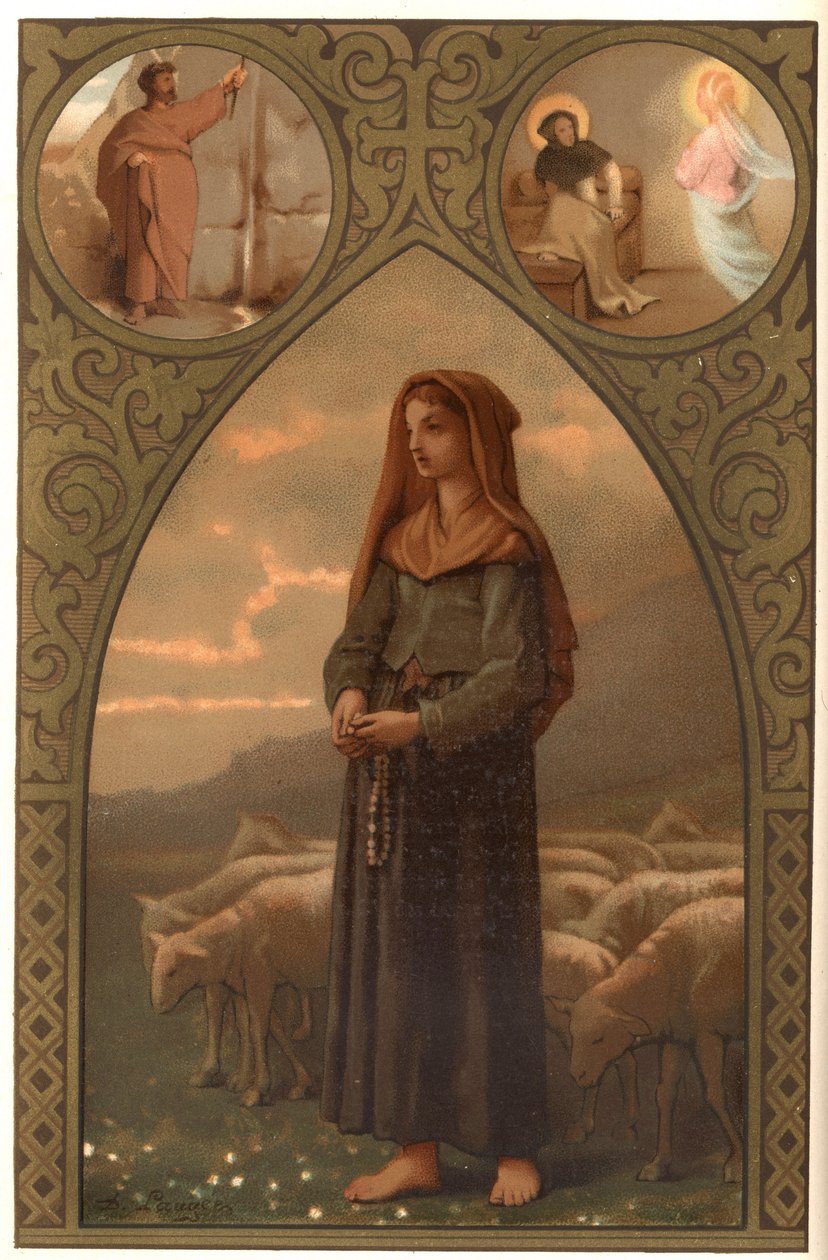 Portrait of Bernadette Soubirous (1844-1879), paimentar Lourdesissa, Hautes Pyrenees (65) tekijältä French School