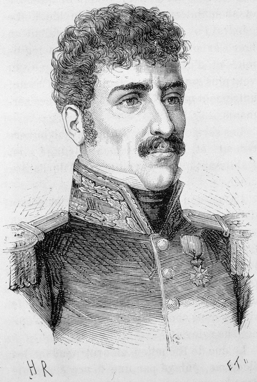 Ranskalaisen kenraalin (1769 - 1822) Bertonin (Jean Baptiste Breton dit) muotokuva - Henri Martinin "" L’Histoire de France" -kirjassa tekijältä French School