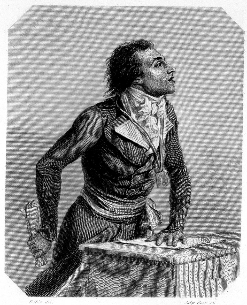 Ranskalaisen poliitikon Bertrand Barère de Vieuzac (1755-1841) muotokuva. Lamartinen teoksessa "The History of the Girondins". tekijältä French School