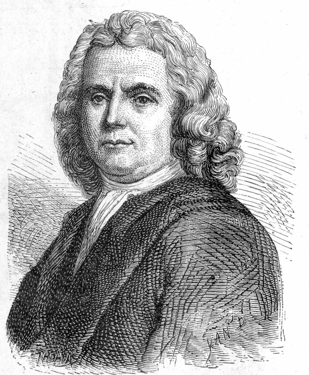 Boerhaave Hermannin (1668 - 1738), hollantilaisen lääkärin ja kemistin (iatromekanismin kannattaja) muotokuva - "" Tiedealbumissa; maineikkaat tiedemiehet; Suuria löytöjä””” 1896. tekijältä French School