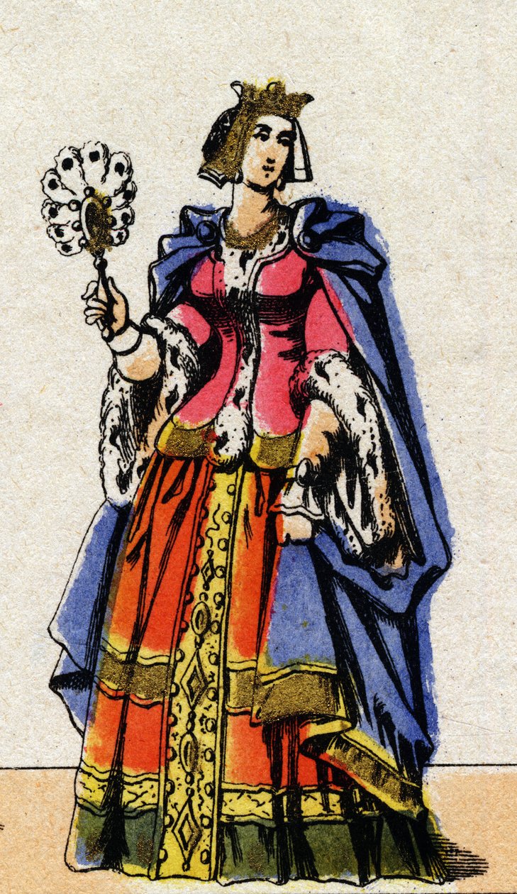 Luxemburgilaisen Bonnen (1315-1349), ranskalaisen Johannes II:n vaimon muotokuva. tekijältä French School