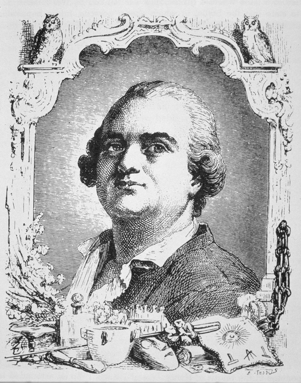 Cagliostron muotokuva (1743-95) kopio Paul Christianin kuvituksesta Histoire de la Magie -kirjasta, jota käytettiin Taikuuden historiassa, julkaistu 1800-luvun lopulla. tekijältä French School