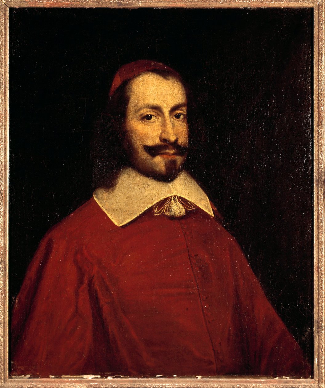 Kardinaali Jules Mazarinin (1602-1661) muotokuva (Giulio Raimondo Mazzarino tai Mazarino) Maalaus 1600-luvun ranskalaisesta koulusta Sun. 0,74x0,6 m versailles, linnan museo tekijältä French School