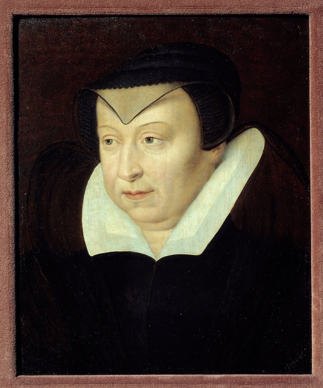 Ranskan kuningattaren Katariina de Mediciksen (Caterina de Medici) (1519-1589) muotokuva Ranskalaisen koulukunnan maalaus. 1500-luvun Chantilly, Musee Conde tekijältä French School
