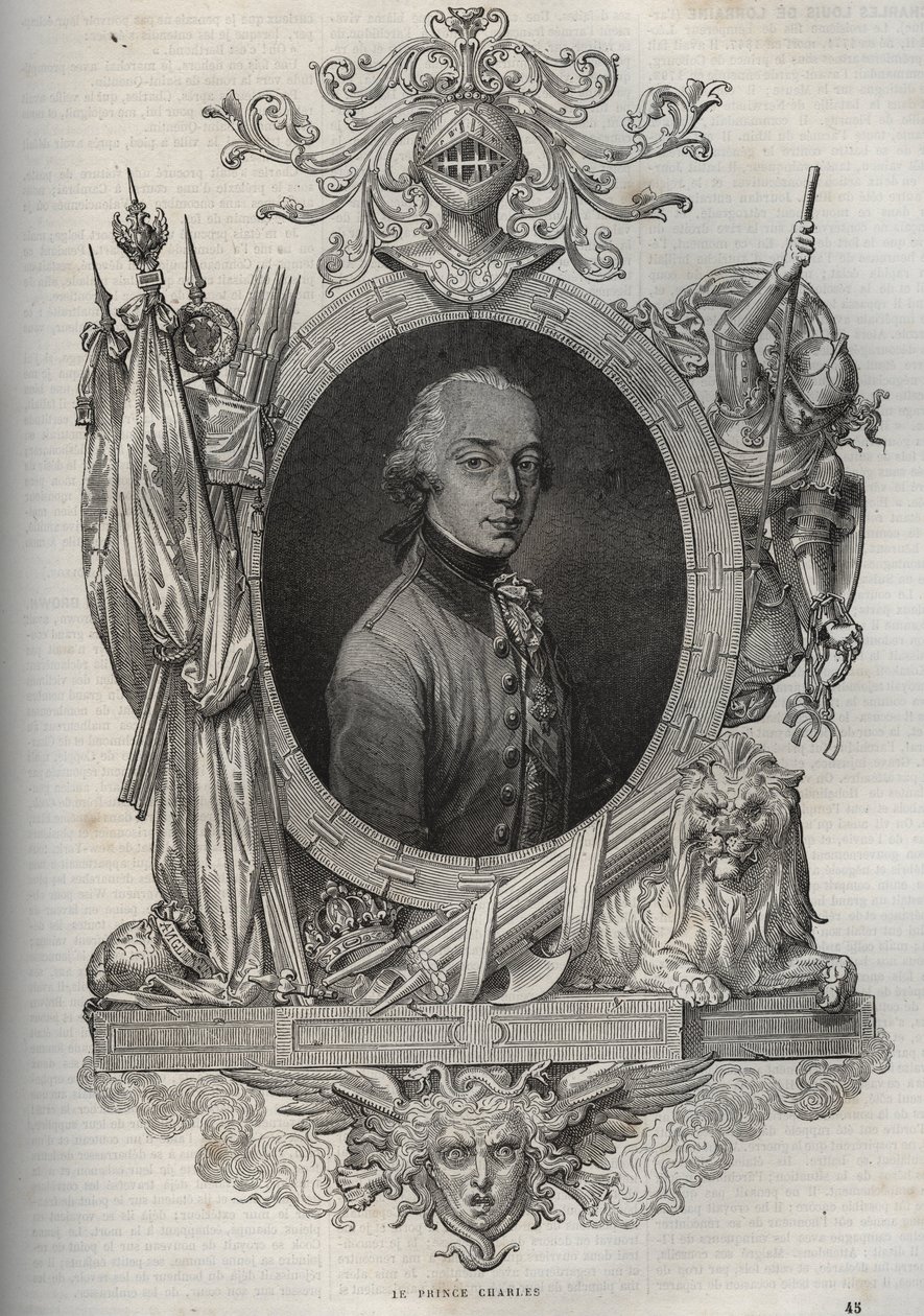 Charles-Louisin muotokuva Itävalta-Teschenistä (Charles Louis of Austria Teschen) (1771-1847) (arkkiherttua Karl von Osterreich) Itävallan arkkiherttua, Teschenin herttua - arkkiherttua Charles, Teschenin herttua - "" New National Encyclopediasta "" Kirjai tekijältä French School