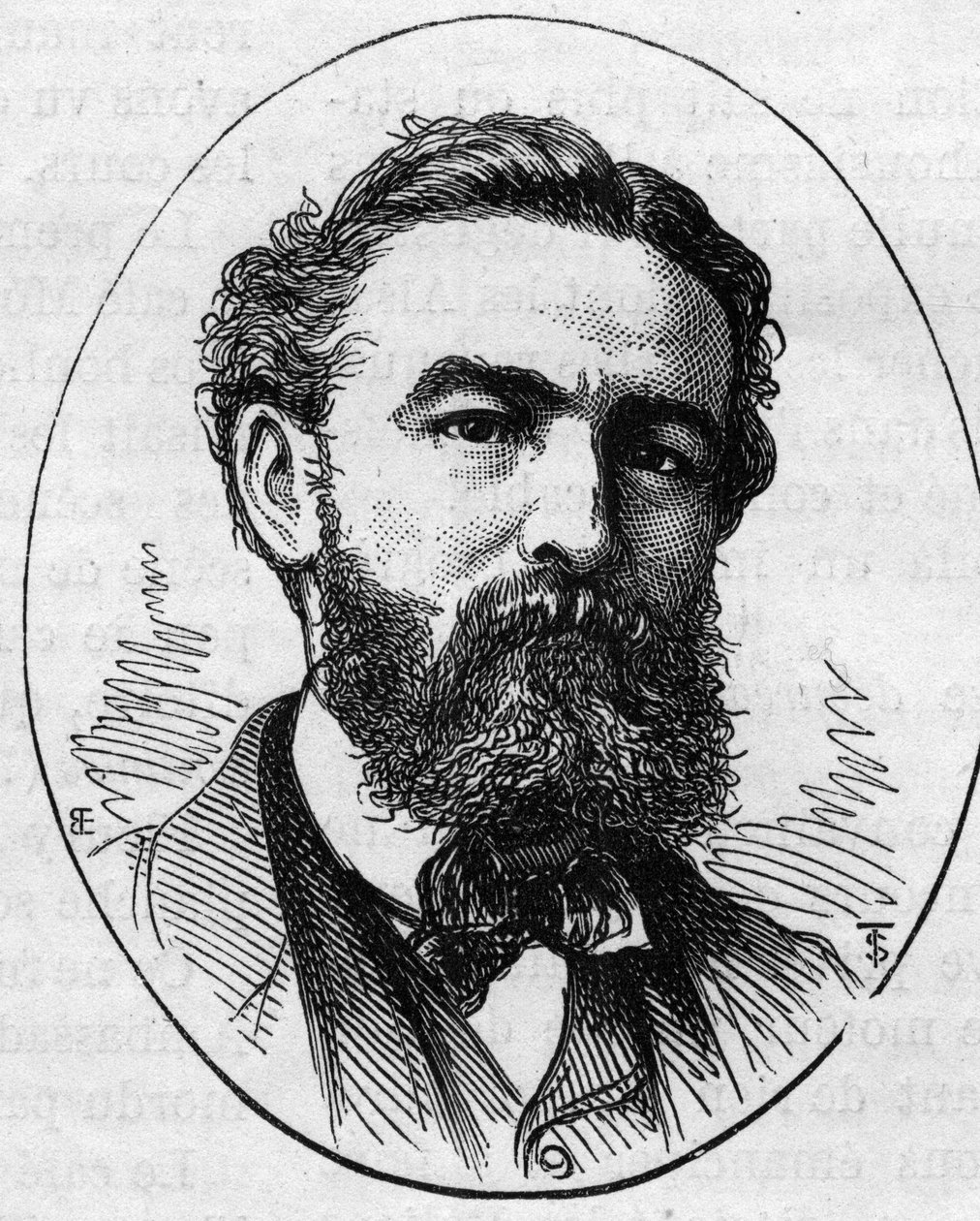 Charles Bussonin (1822-1908), ranskalaisen taidemaalarin muotokuva. Kaiverrus "" Le Monde Illustré" -julkaisussa nro 890, 2. toukokuuta 1874. tekijältä French School