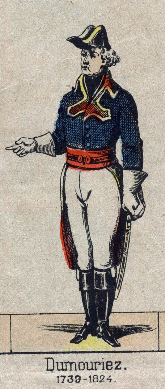 Pohjoisen armeijan ylipäällikön Charles Francois Dumouriezin muotokuva vuonna 1792 (1739-1823). Kuva Epinalista 1800-luvun lopulta. tekijältä French School