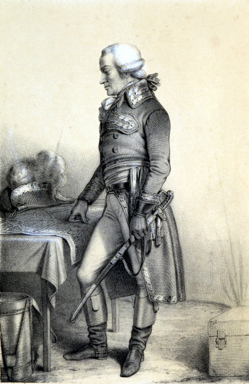 Ranskan kenraalin Charles François du Périer dit Dumouriez (1739-1823) muotokuva. - Ranskan vallankumouksen historiallisessa galleriassa, Albert Maurin, toim. Pariisi 1843 tekijältä French School