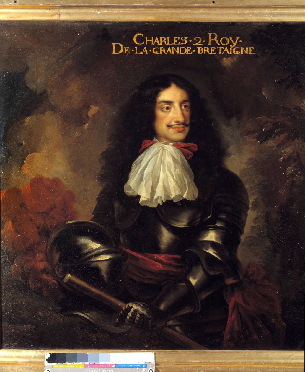 Charles II:n (1630-1685) muotokuva Englannin kuninkaan maalaus 1600-luvun ranskalaisesta koulusta. Mitat 1,11 x 1,25 m tekijältä French School