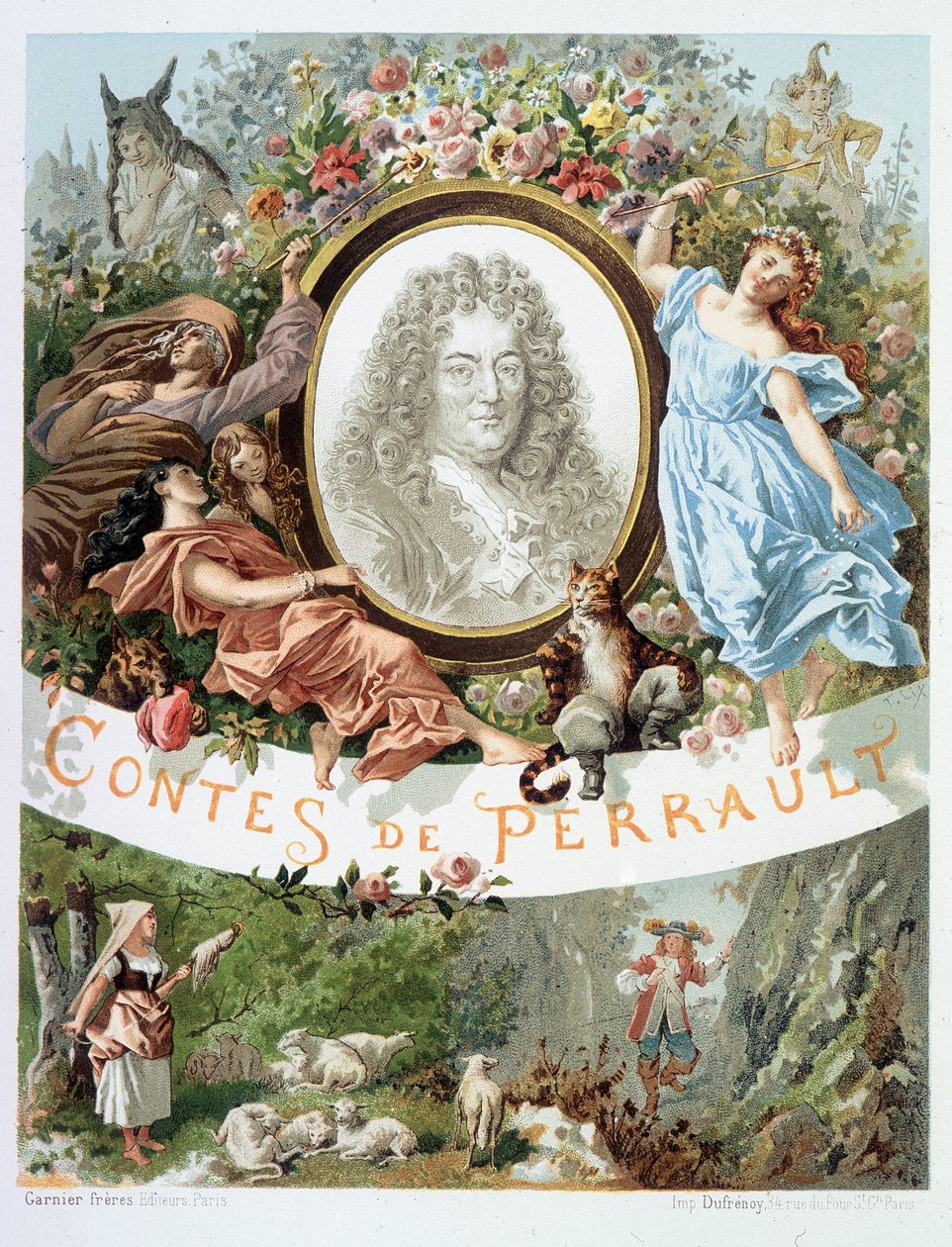 Charles Perraultin muotokuva - "" Tales de Perrault -elokuvan etuosa" tekijältä French School