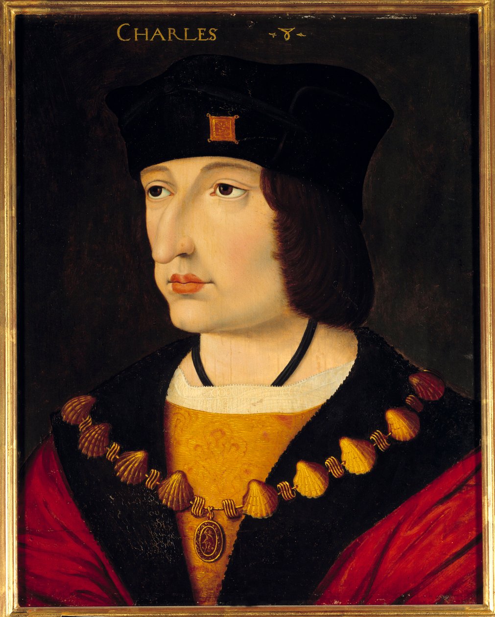 Kaarle VIII:n (1470 - 1498) muotokuva, Ranskan kuningas, Ludvig XI:n poika. Anonyymi maalaus ranskalaisesta koulusta tekijältä French School