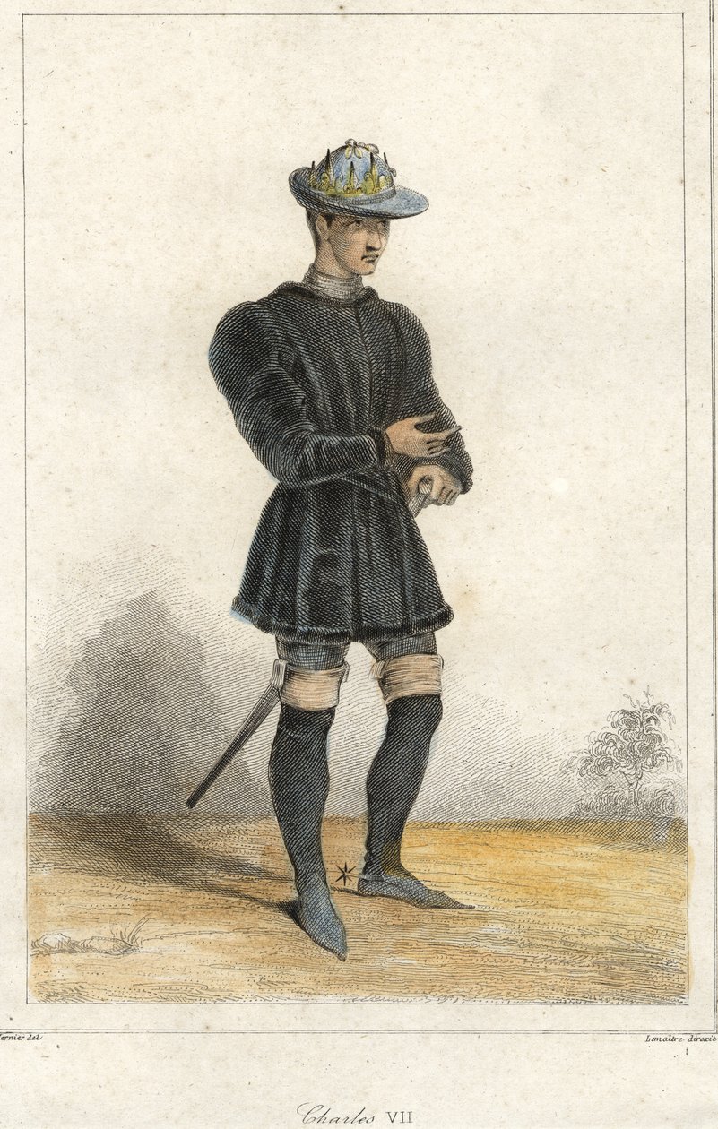 Kaarle VII:n (1403 - 1461), Ranskan kuninkaan muotokuva. tekijältä French School