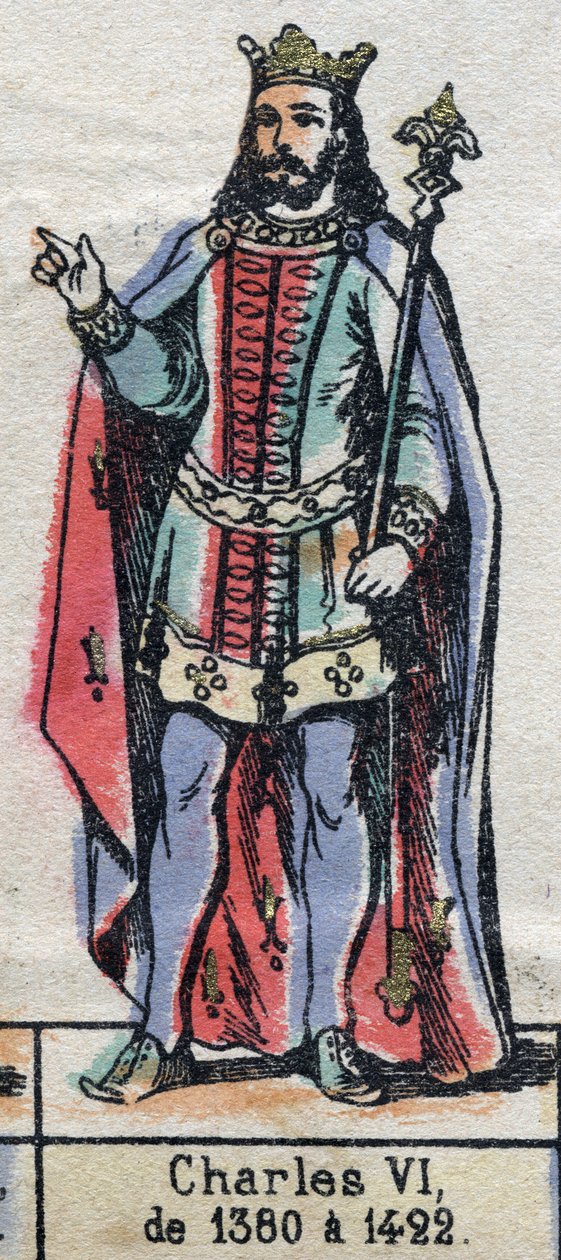 Kaarle VI:n muotokuva Ranskasta, joka tunnetaan nimellä Charles the Good Aime (1368-1422) (Kapetsialaisten dynastia). Kuvitus 1800-luvun lopulla. tekijältä French School