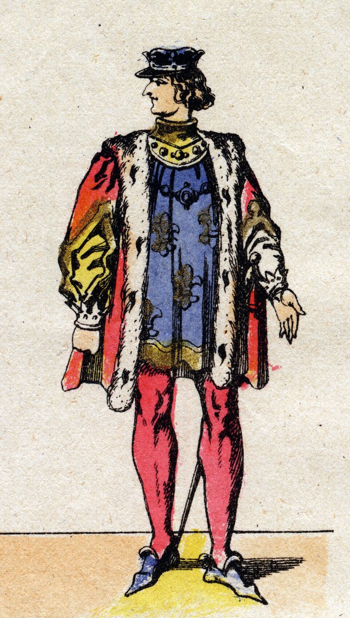 Kaarle VI:n muotokuva Ranskasta, joka tunnetaan nimellä Charles the Good Aime (1368-1422) (Kapetsialaisten dynastia). tekijältä French School
