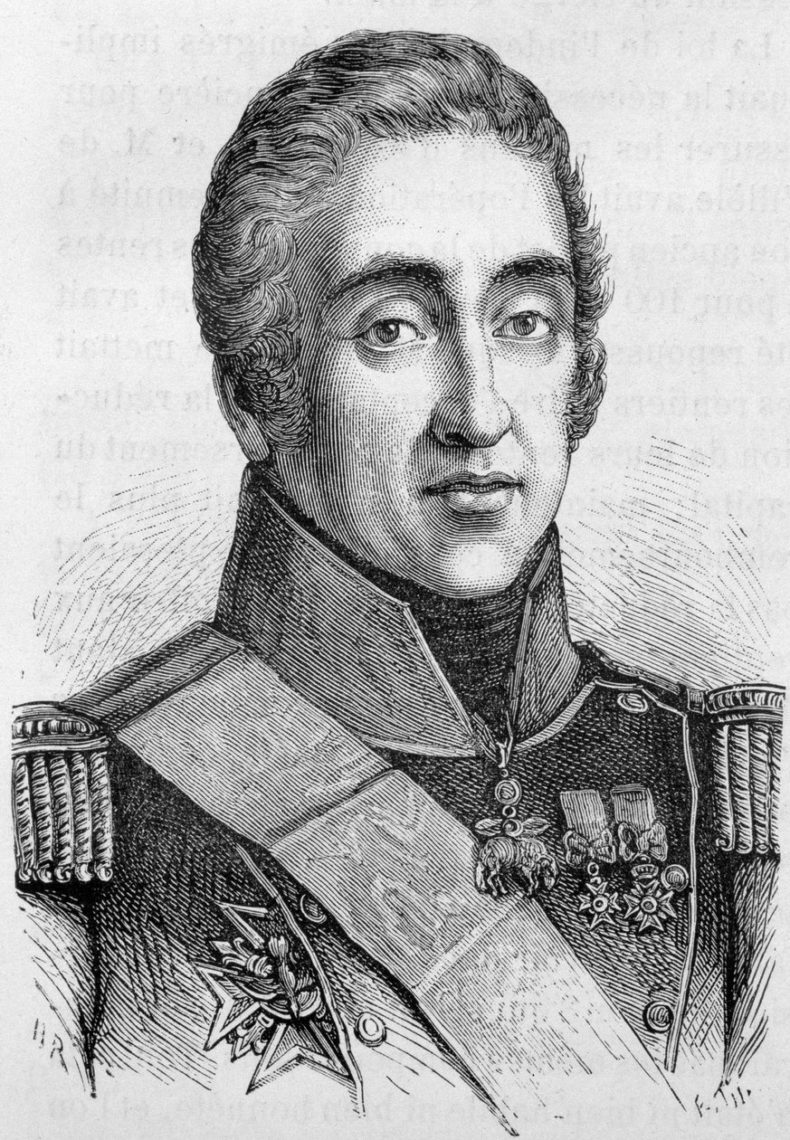 Kaarle X:n, Ranskan kuninkaan (1757 - 1836) muotokuva - Henri Martinin "Ranskan historiassa" tekijältä French School