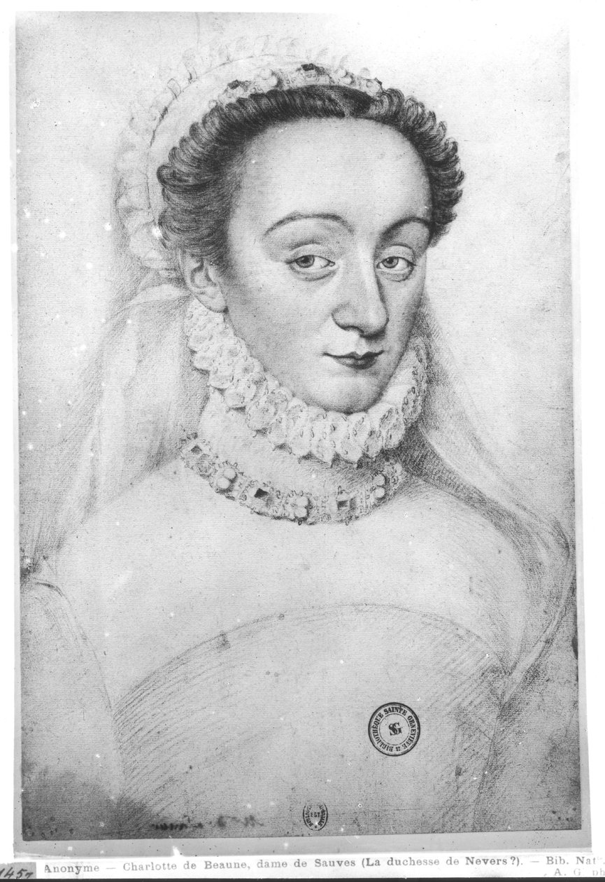 Charlotte de Beaunen (1551-1617) muotokuva Sauvesin rouvasta, 1500-1600-luku tekijältä French School