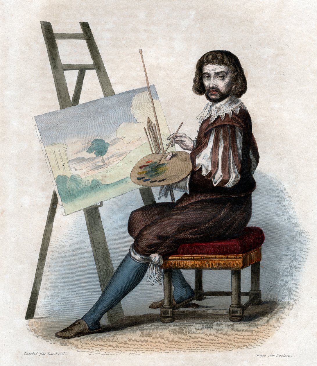 Muotokuva Claude Gelleestä nimeltä Le Lorrain (1600-1682), ranskalainen taidemaalari. tekijältä French School