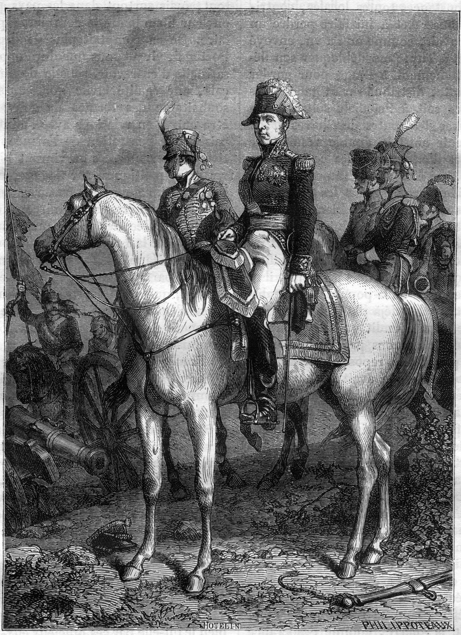 Claude Victor Perrinin muotokuva, dit Victor - Imperiumin marechal (1807), nimeltään Duke of Bellune vuonna 1808 - Adolphe Thiersin "Imperiumin historiassa konsulaatin historiaa" - 1879 - yksityiskokoelmassa tekijältä French School
