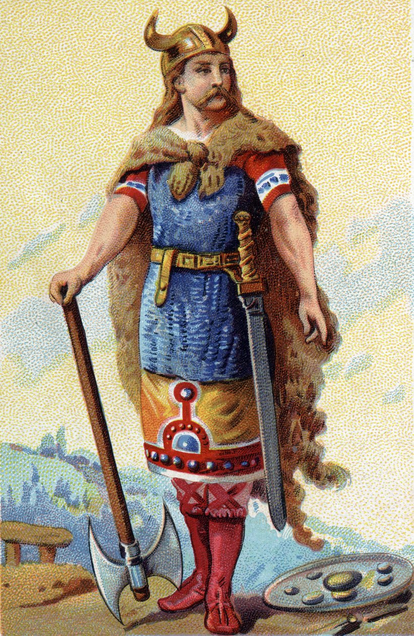 Clodionin muotokuva, joka tunnetaan nimellä Le Chevelu, frangien kuningas vuodesta 428a 448. Kromolitografia noin 1890. tekijältä French School