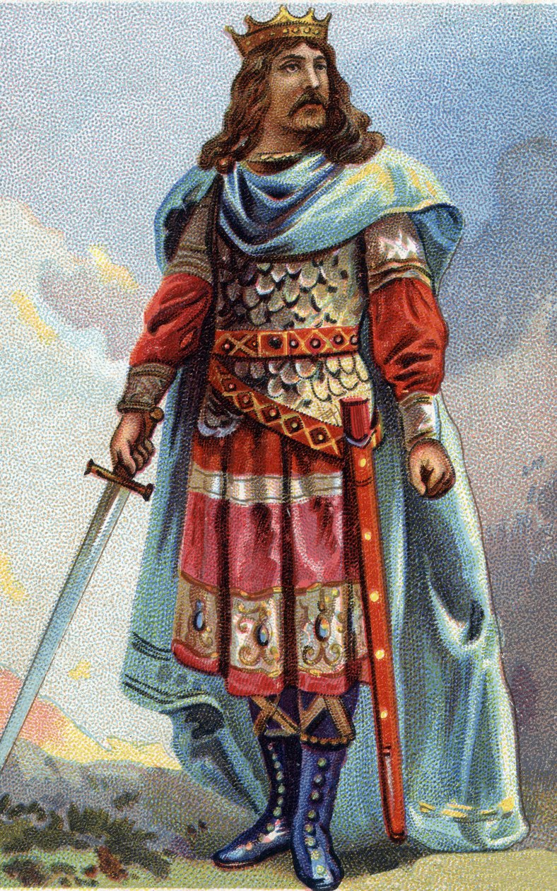 Clotaire (Clothaire) IV:n muotokuva, frangien kuningas 716–718. Kromolitografia noin 1890. tekijältä French School