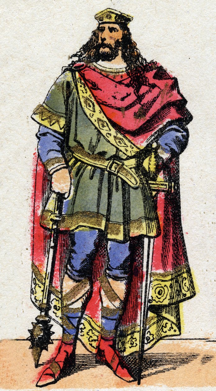 Klovis I:n (jaeet 466 - 511), frankkien kuninkaan muotokuva. tekijältä French School