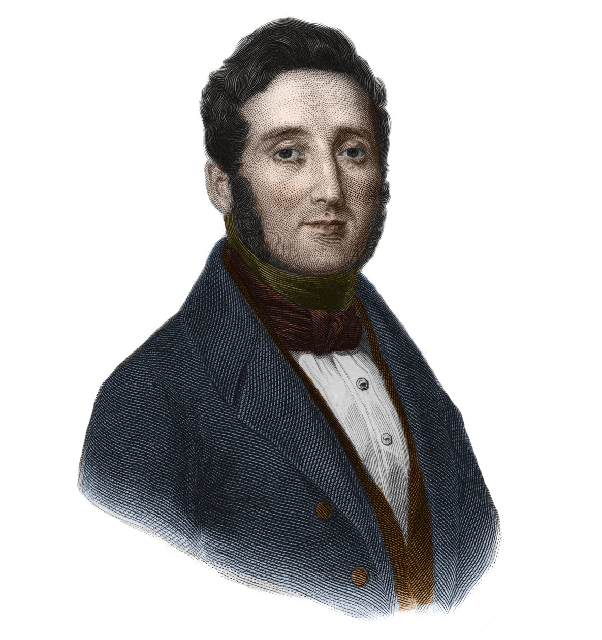 Muotokuva kreivi Hippolyte Francois Jaubert (1798-1874), ranskalainen poliitikko ja kasvitieteilijä. Louis de Cormenin Timonin "" Book of Speakers -kirjassa". 1842. Yksityinen kokoelma. tekijältä French School