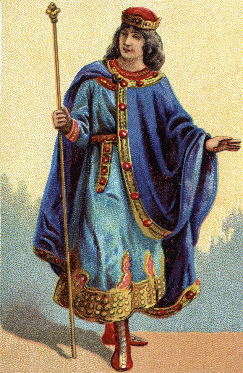 Frangien kuninkaan Dagobert II:n muotokuva vuodelta 711a 716. Kromolitografia noin 1890. tekijältä French School