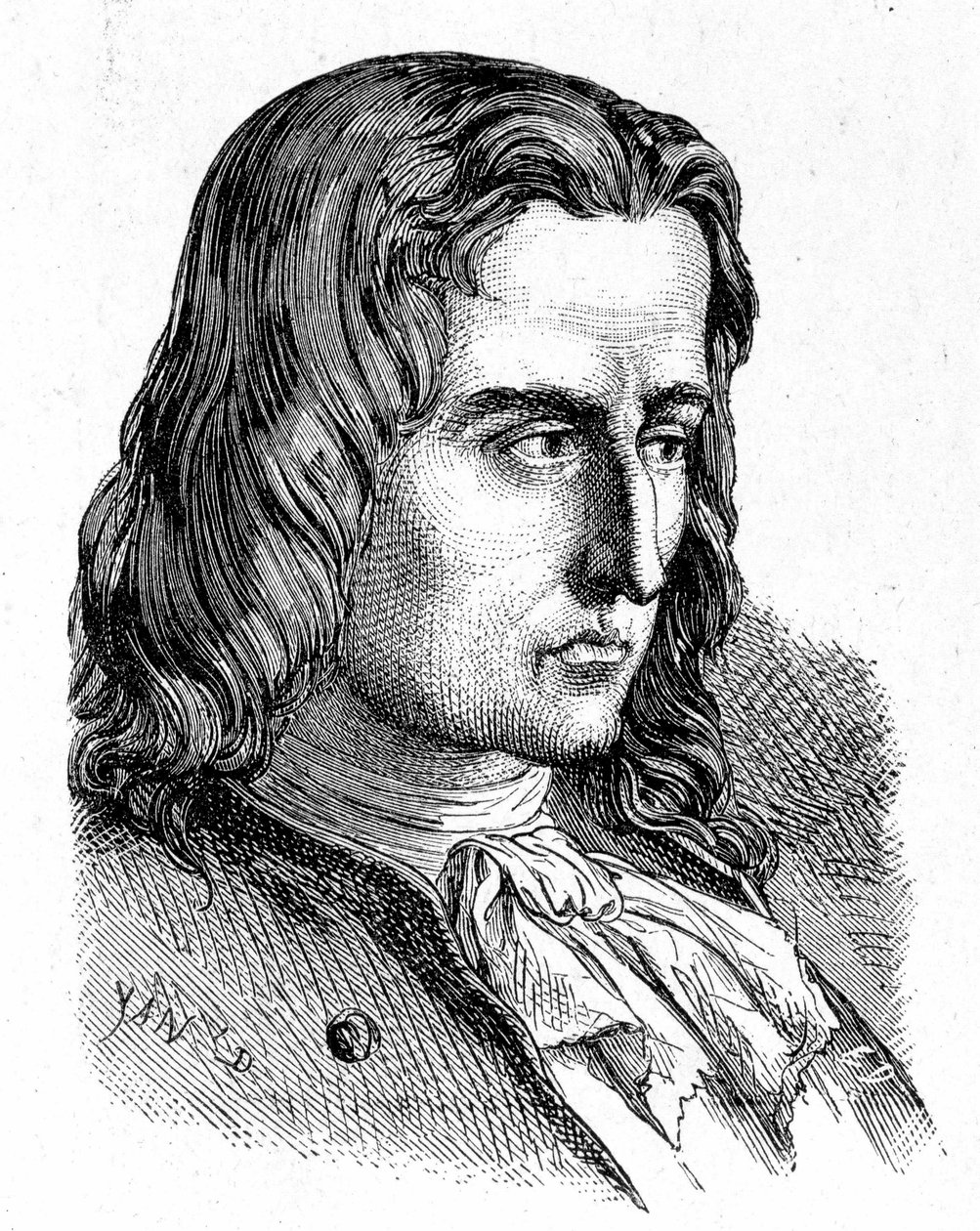 Denis Papinin (1647 - 1714) muotokuva - "" Tiedealbumissa; maineikkaat tutkijat; Suuria löytöjä””” 1896. tekijältä French School