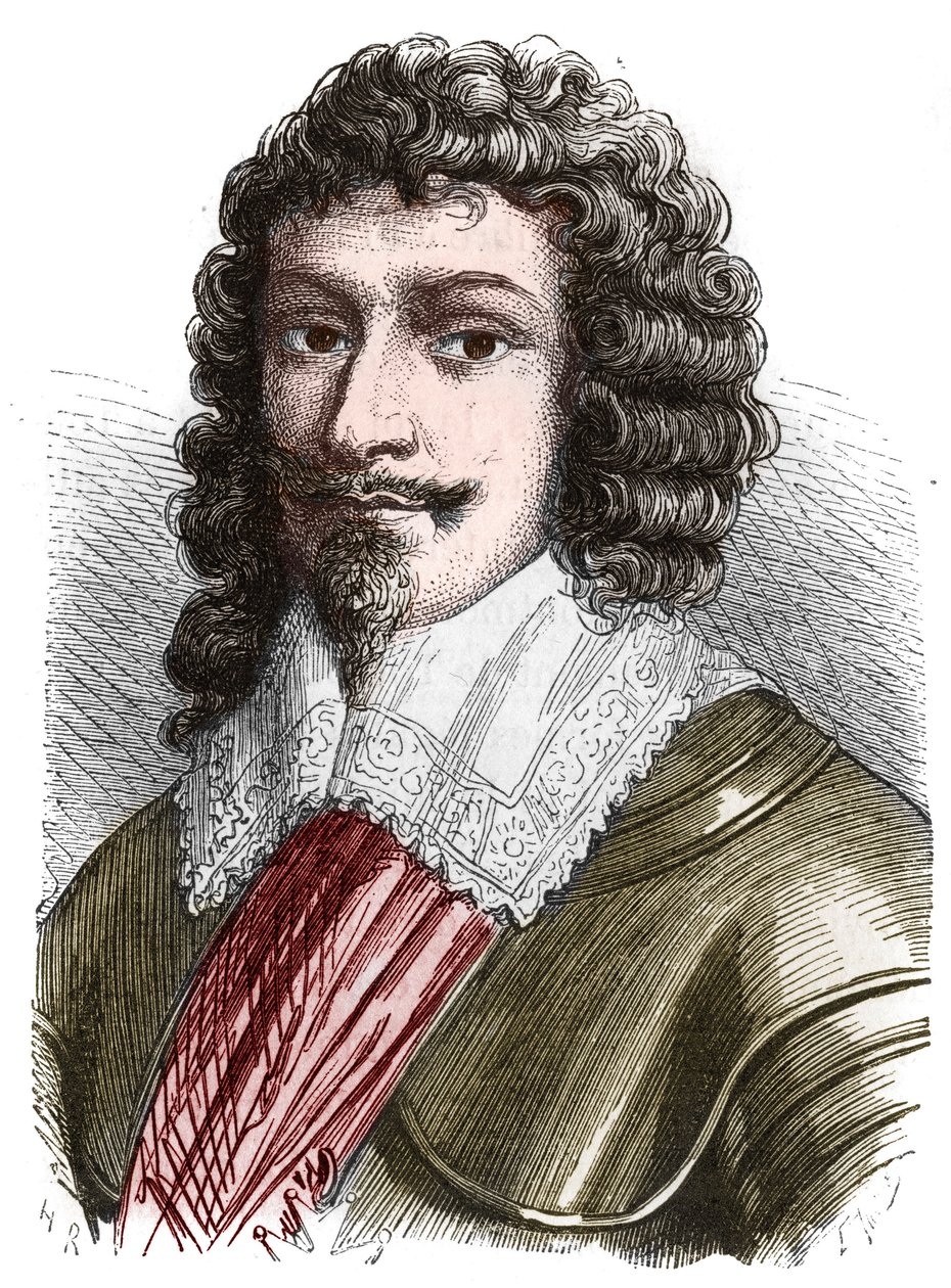 Montmorencyn (Montmorenci) herttua Henrik II:n muotokuva (1595-1632) Kaiverrus 1800-luvun lopulta tekijältä French School