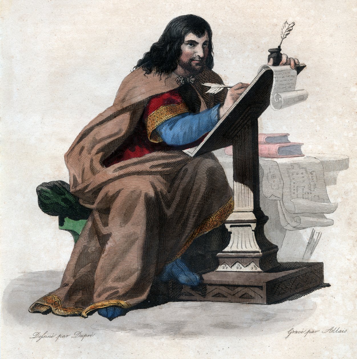 Muotokuva Einhardista (Eginhard, Einhart, Einard, Einhard) (775-840), frankkilaistutkijasta ja hoviherrasta. tekijältä French School