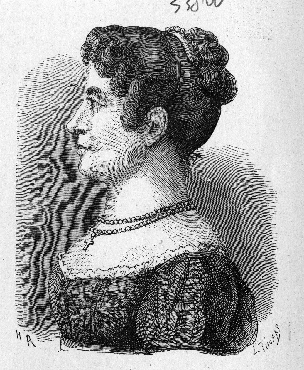Muotokuva Elisa Garnerinista, Garnerinin veljentytöstä, joka kokeili jälkimmäisen keksimää laskuvarjoa - "" Album of Sciencessä; maineikkaat tutkijat; Suuria löytöjä””” 1896. tekijältä French School
