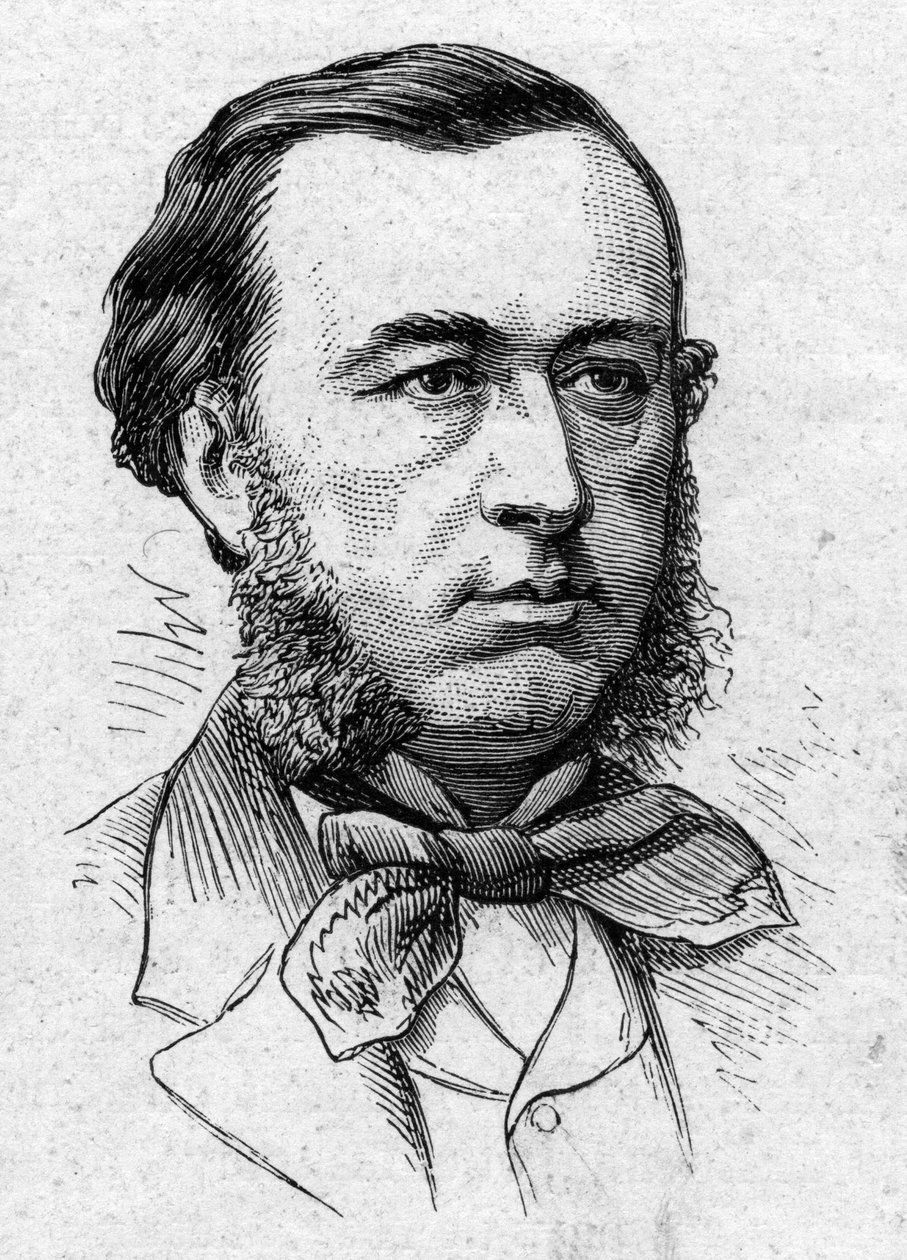 Muotokuva Elme Marie Carosta (1826-1887), ranskalaisesta filosofista. Kaiverrus "" Le Monde Illustré" -julkaisussa nro 883, 14. maaliskuuta 1874. tekijältä French School
