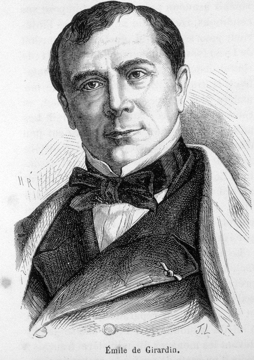 Muotokuva Emile de Girardinista (1806-1881), ranskalaisesta publicistista ja poliitikosta, modernin lehdistön perustajasta. tekijältä French School